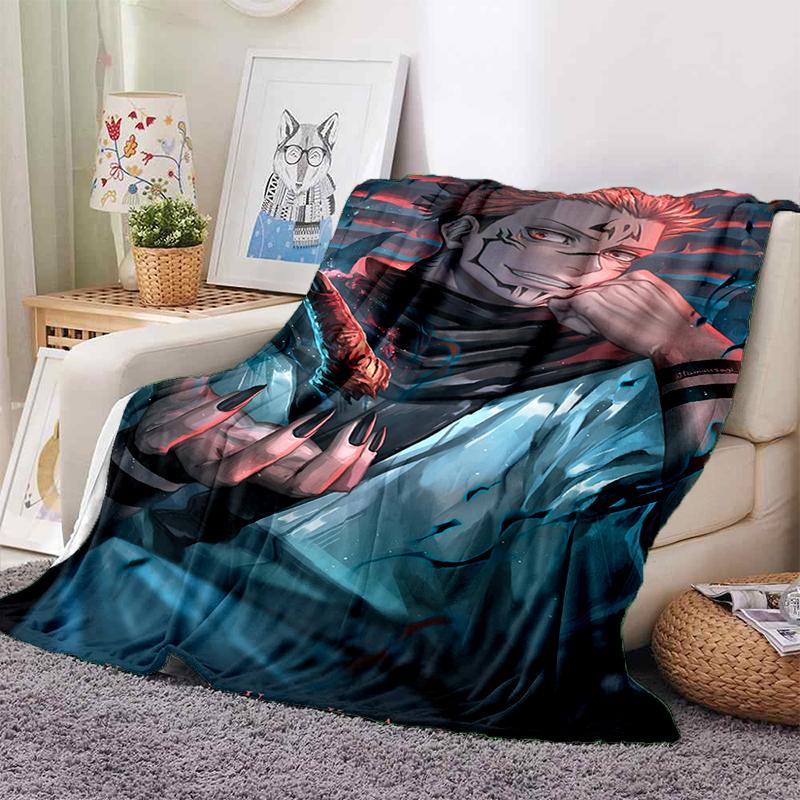 3D Cartoon Jujutsu Kaisen Anime Itadori Yuj Blanket,Soft Throw Blanket for Home Bedroom Bed Sofa Travel Picnic Office Cover Kids