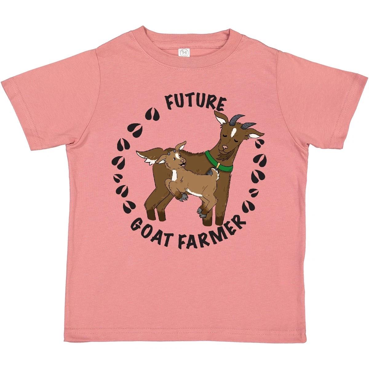 Inktastic Future Goat Farmer With Cute Goats And Hoof Prints Toddler T-Shirt I 150