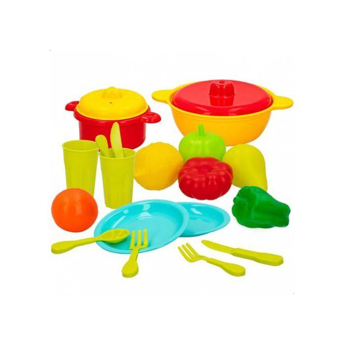 Ensemble de dinette - COLORBABY - 20 pièces - Coloré - Développement d'imagination - Dextérité - Plastique