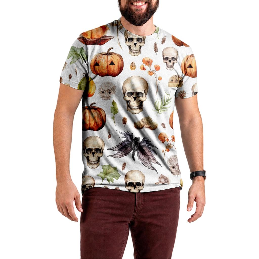 Unisex Halloween T-Shirt All-Over Print with Cute Pumpkin Design for Party and Holiday