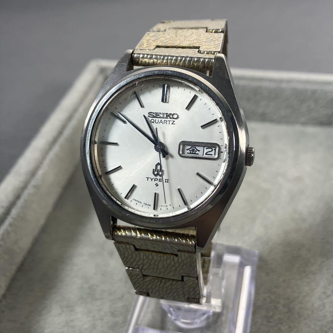

[USED] SEIKO Type II Watch Day Date Seiko Silver