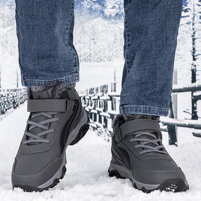 Neue große Lederschuhe aus Samtbaumwolle Klettverschluss Winter warm und kältebeständig Outdoor Wandern