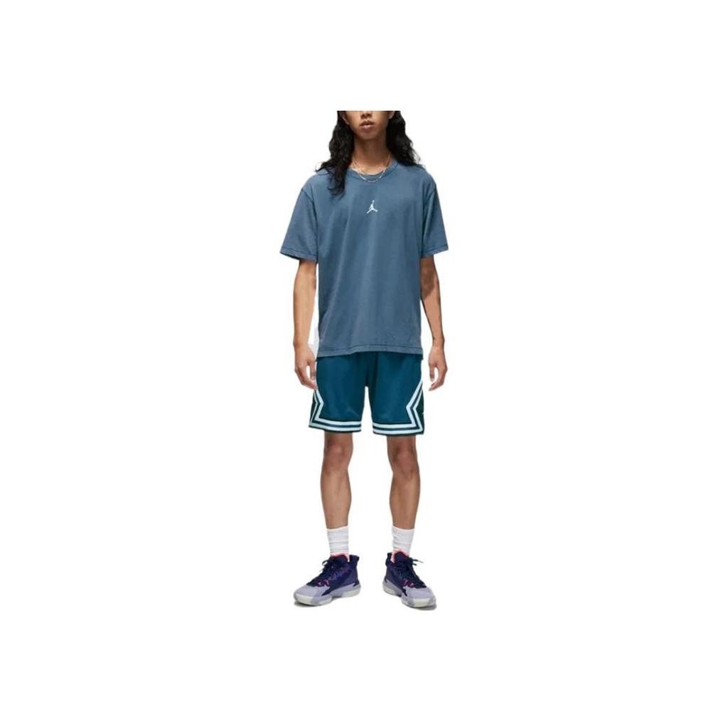 Jordan Dri-FIT Solid Logo Print Crew Neck Pullover Short Sleeve T-Shirt Men Tops Blue DH8922-493