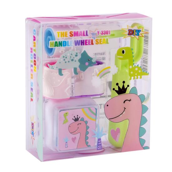 

Cartoon Animal Rolling Stamp with Ink Pad Cute Self-Inking Roller for Kids Students Fun Classroom Prize Kindergarten DIY Craft Supply C