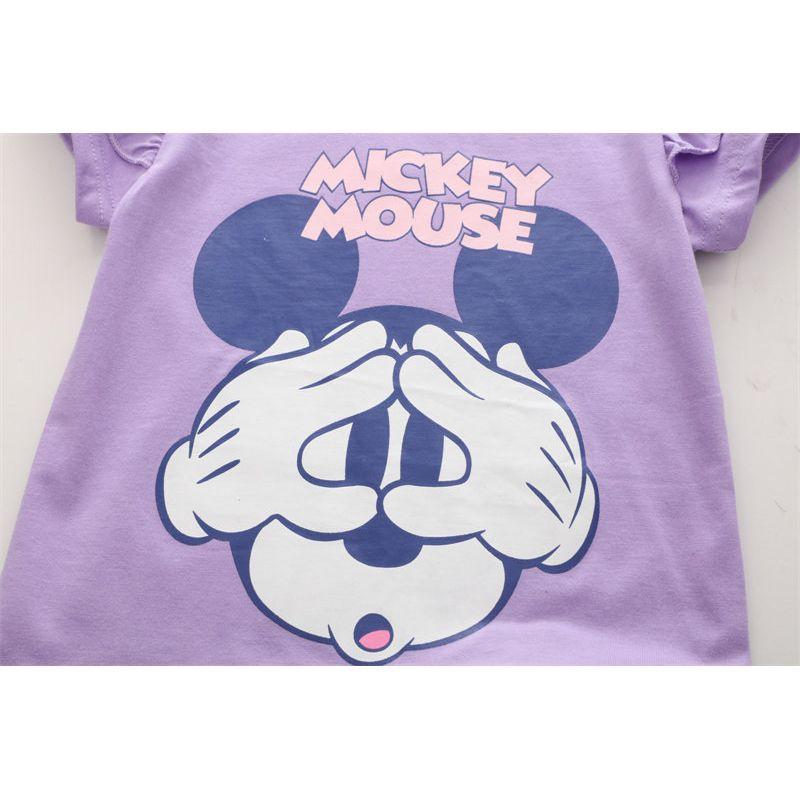 Purple Crew-Neck Baby's Casual Cartoon Half-Sleeve Clothing