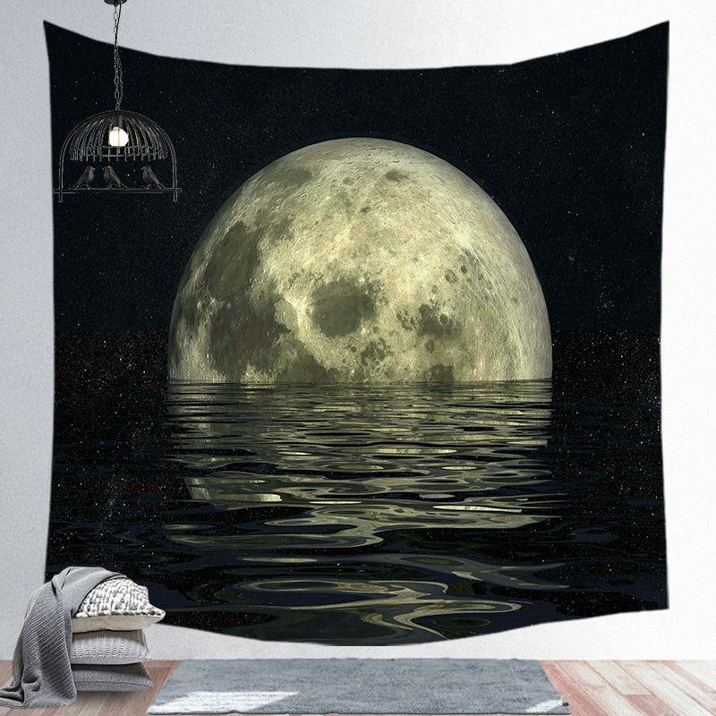Starry Night Tapestry Mountain Moon Star Black Tapestry Psychedelic Witch Wall Hanging Bedroom Living Room Decoration Aesthetics