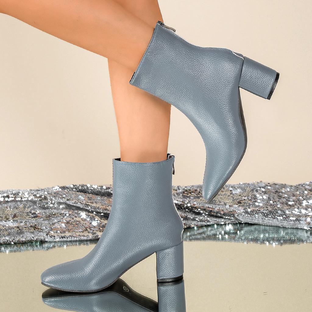 Mode Damen High Heels Stiefeletten 2025 Herbst neu seitlicher Reißverschluss große Größe modische dicke Absätze kleiner quadratischer Kopf