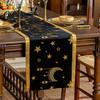 Party Table Decorations Eid Mubarak Runner, Ramadan Gold Moon Stars Tablecloth, Islamic Happy Decorative Runner for Dining Holiday Rectangular