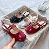 Girls' Princess High Heels2026New Performance Dress Retro Square-toed Shallow Buckle Strap Open-back Mary Jane Shoes