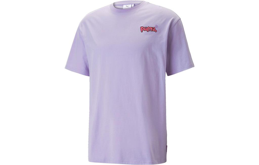 PUMA X 8enjamin T Shirts Unisex Lavender Crew Neck Moderate Straight Fit 620703-25