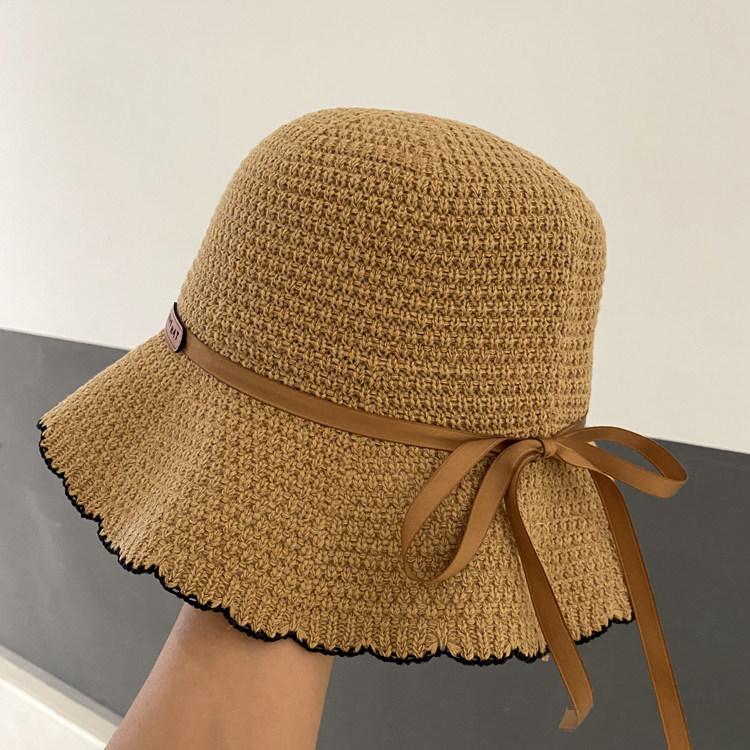 

Summer new sunscreen fisherman s hat children s woven visor fashionable versatile face straw woven basin hat One size fits all хаки