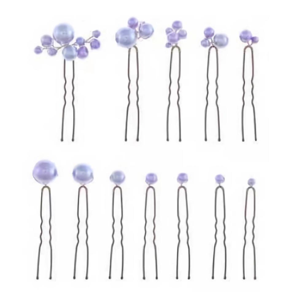 

Pearl Flower Wedding Pearl Hairpins Rhinestone Ancient Costume Modeling Bridal Hair Accessories Metal U Shape Hair Jewelry фиолетовый