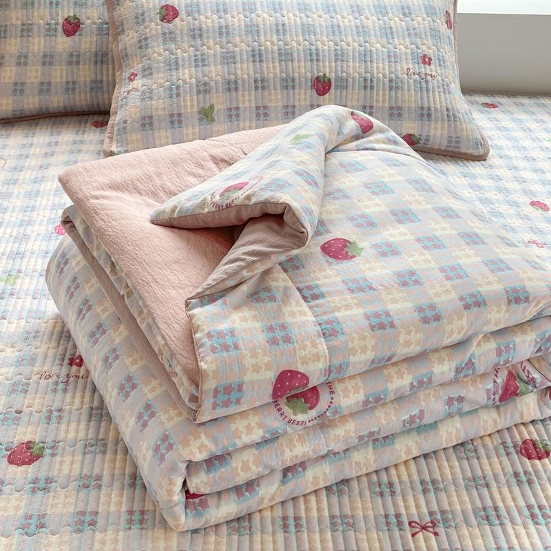 Garza a Doppio Strato Sicura Coperta Estiva Fresca Lavabile in Lavatrice Set Biancheria da Letto Copertura per Condizionatore Leggera Regalo Biancheria da Letto