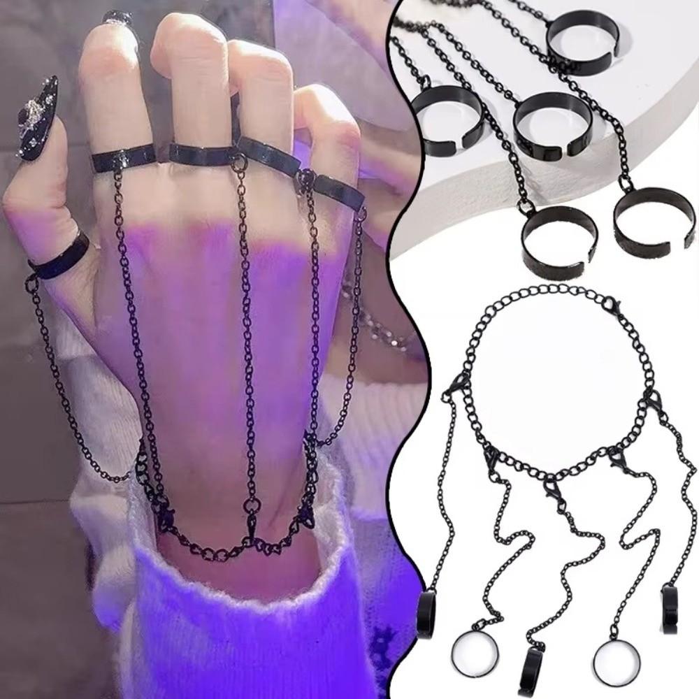 Detachable Wrist Bracelet Ring Gothic Open Chains Rings Trendy Punk Bracelet Ring  Unisex
