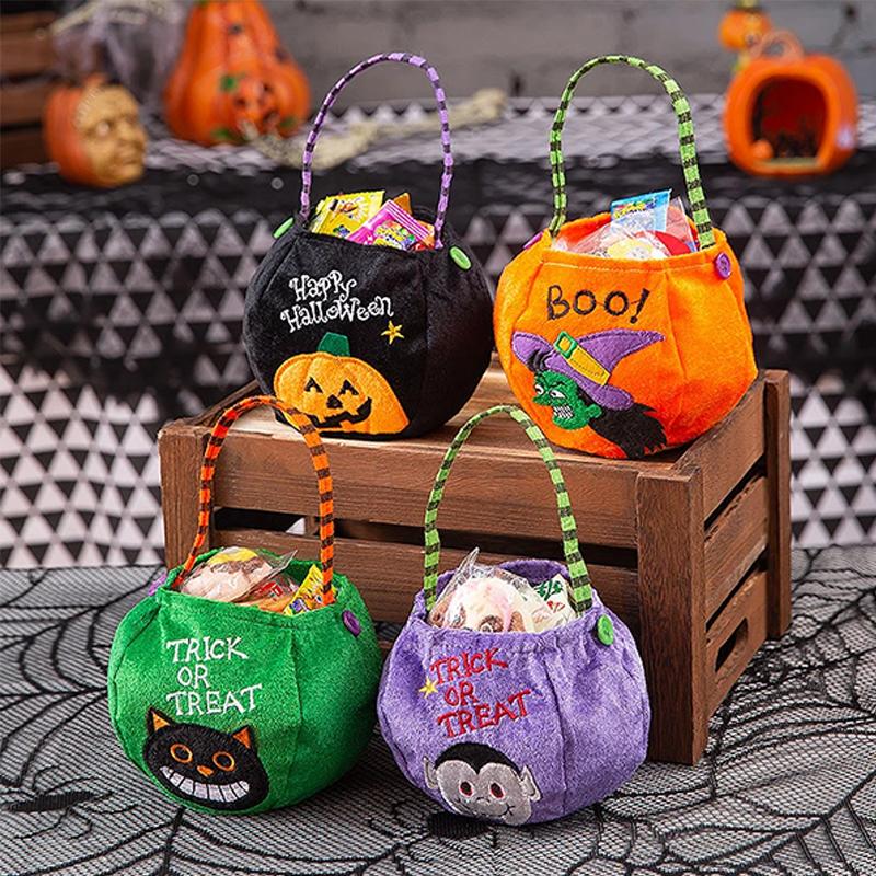New Halloween Candy Bag Decorative Portable Pumpkin Handbag Candy Cloth Gift Bags Halloween Party Supplies