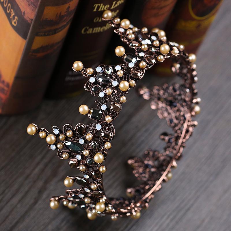 Halloween Party Fairytale Kingdom Happy Wedding Retro Color Crystal Rhinestone Tiaras Coronas Bride Wedding Crown for Bride