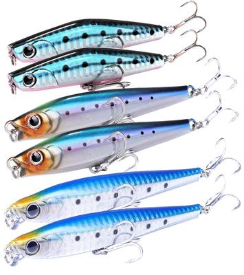Contyu Sinking Pencil Lure Set Lures for with Lip and Lures for Sea and Flounder (6 Comparison) - 80mm, 95mm, 110mm, Through-wire Bluefish, Bass,