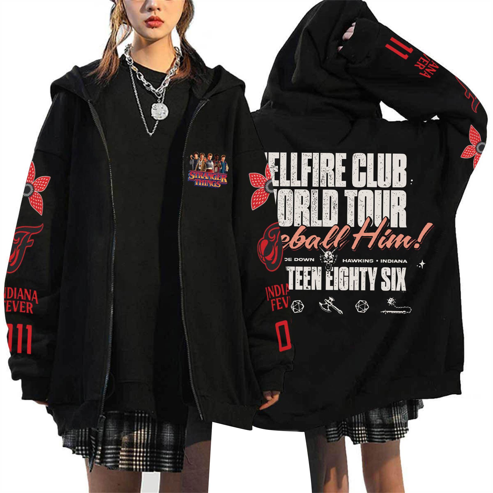 

Women s Casual Fashion Printed Long Sleeve Zipper Hooded Sweatshirt XL