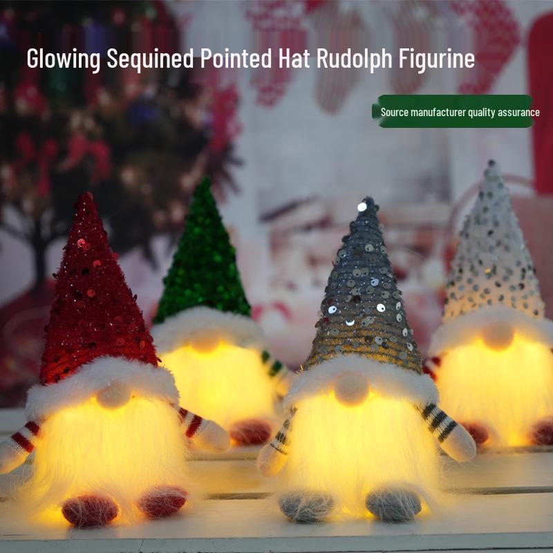 Svítící flitrový trpaslík a Rudolf vánoční ozdoby