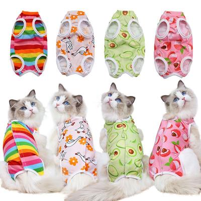 Cat Weaning Sterilization Clothes Elastic Surgery After Recovery Care Clothing Fruit Series Print Pet Clothes Anti-licking Vest