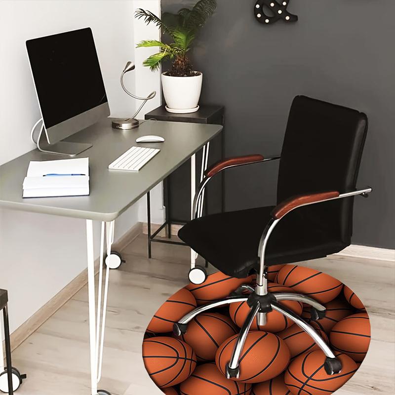 

1pc Office Carpet Chair Mats Basketball Pattern Sports Ball Design Perfect for Decorating Office Chairs, Living Rooms, Or Bedrooms.YDT047 80cm by 80cm
