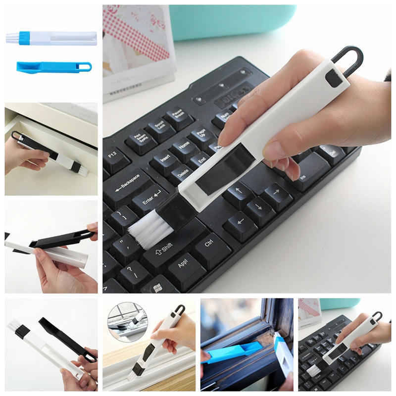 2 In 1 Polished Window Track Cleaning Brush Keyboard Nook Cranny Dust Shovel