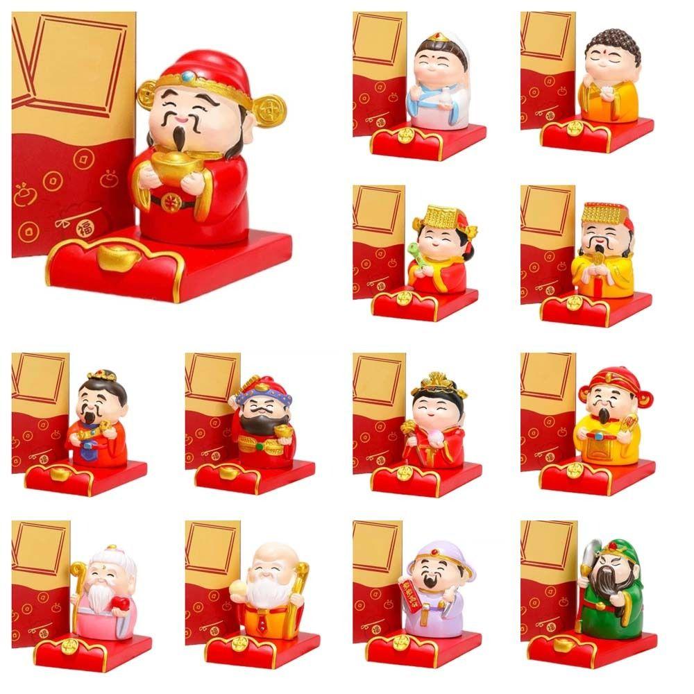 Festival Decorative Statue Chinese Wealth God Ornament Resin Mobile Phone Stand  New Year Gift