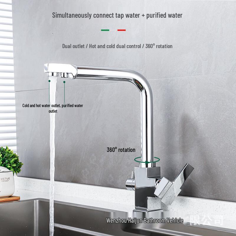TLXT Golden Wall-Mounted Kitchen Faucet with Purifier
