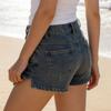 Damskie Kolorowe Jeansowe Szorty Stretch Slim Fit z Przetarciami