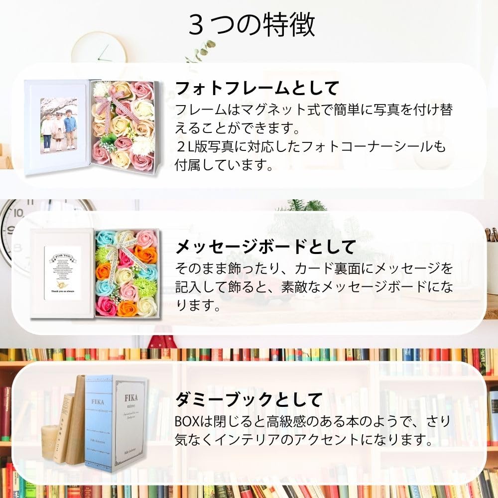 TUKUMO Seifenblumen mit Papierfoto L 2L Respekt vor den Älteren Abschiedsgeschenk für den Nie-Ruhestand Geschenk Buchförmige Tasche, Rahmen, Geschenk, Größe, Größe,