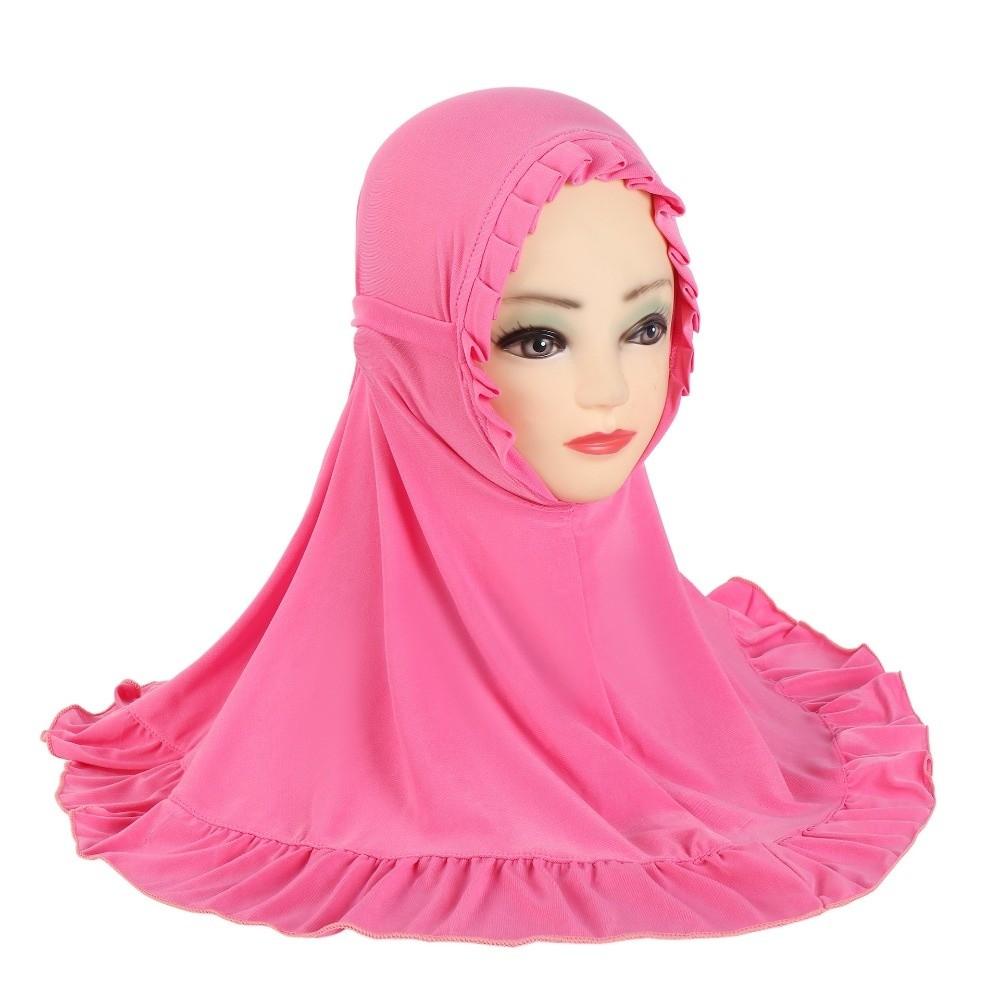 

Breathable Girls Neck Shawl Crinkles Texture Children Islamic Headscarf 2-7 Years Old Kids
