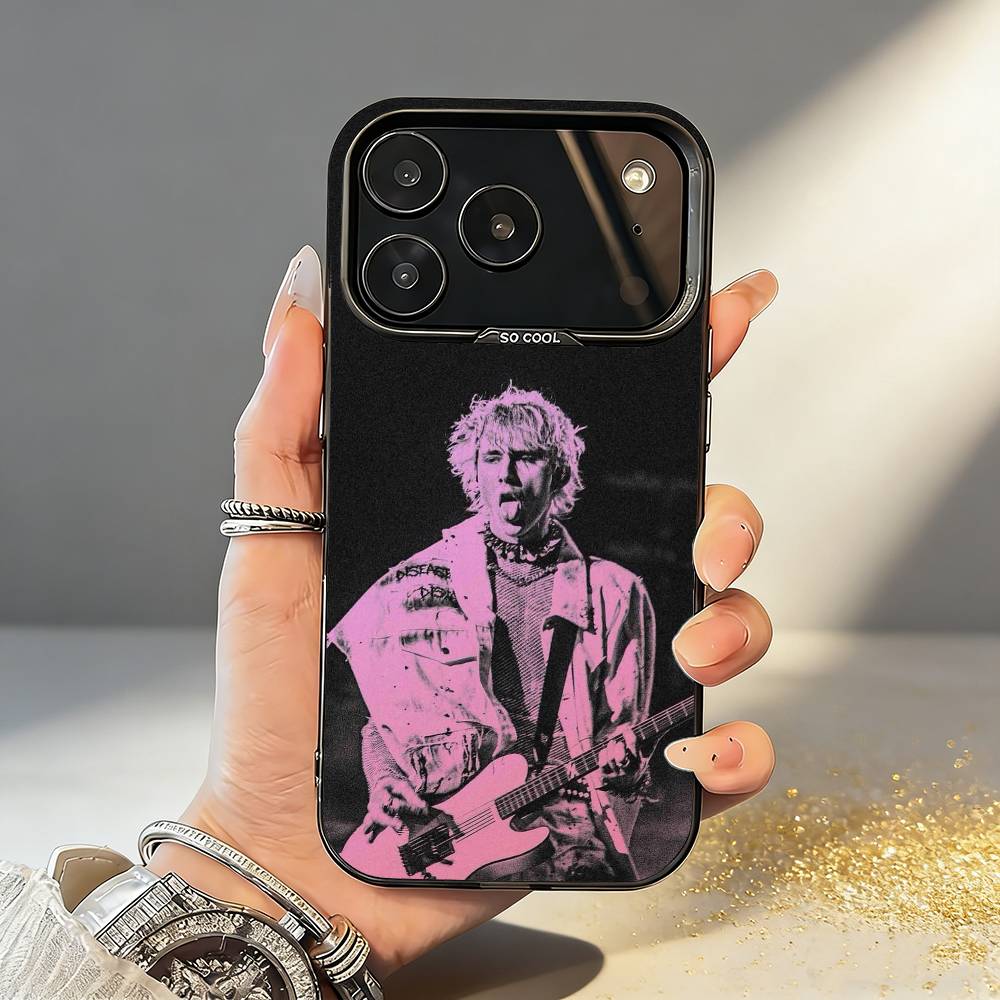 

M-Machine-GUN K-Kelly Singer Phone Case For iPhone17,16,15,14,13,12,11,Pro,MAX White Matte Shockproof Cover iPhone15pro