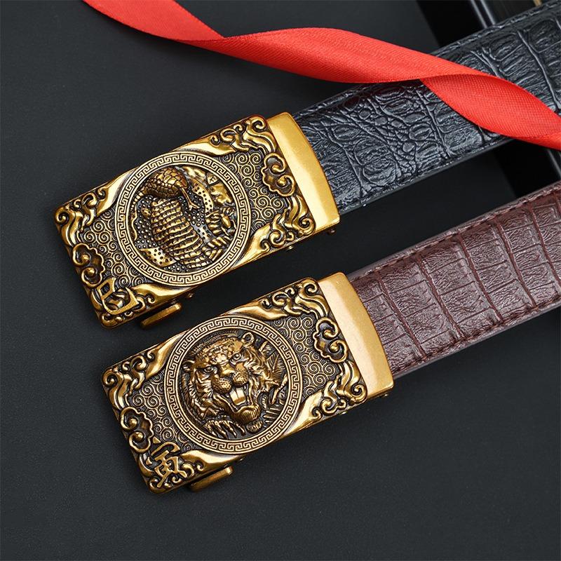Ceinture automatique pour homme Zodiaque, style Guochao personnalisé rétro polyvalent pour personnes d'âge moyen et jeunes