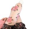 Medias Francesas Retro Semitransparentes Estampado de Rosas Malla Fina Cintura Alta Pantimedias de Malla Floral Primavera Verano