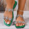 Women's Sandals PVC Summer Shoes Woman Flat Sandals Bling Flower Slippers Sandalias Mujer Fashion Summer Sandals Women Footwear
