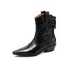 Fashion 2024 Autumn/Winter Women Boots Pointed Toe Med Heel Chelsea Boots Genuine Leather Shoes for Women Western Ankle Boots