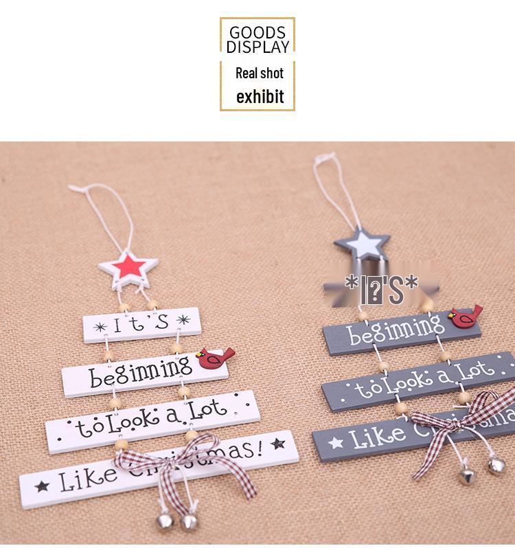 New Christmas Wooden Door Hanging Decoration with Bell and Chime Pendant