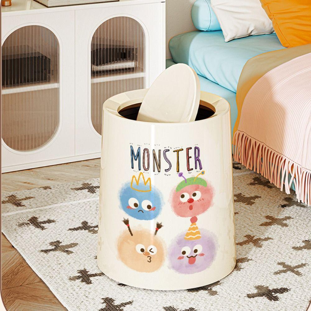 Cute Garbage Bin Plastic Paper Basket Dustbin Waste Bin Living Room