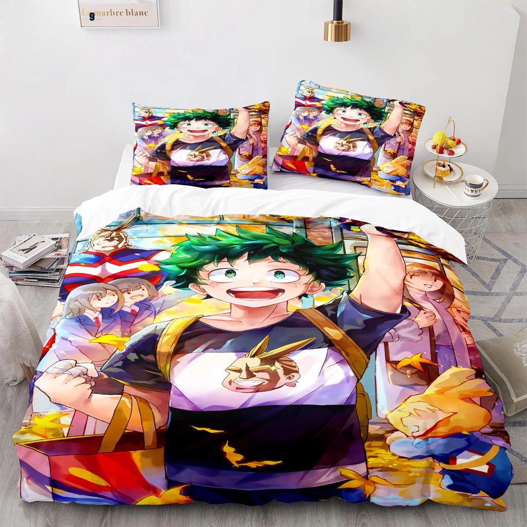 New Japan Anime My Hero Academia Printed Bedding Set Cartoon Duvet Covers Pillowcases Comforter Bedding Set Bedclothes Bed Linen