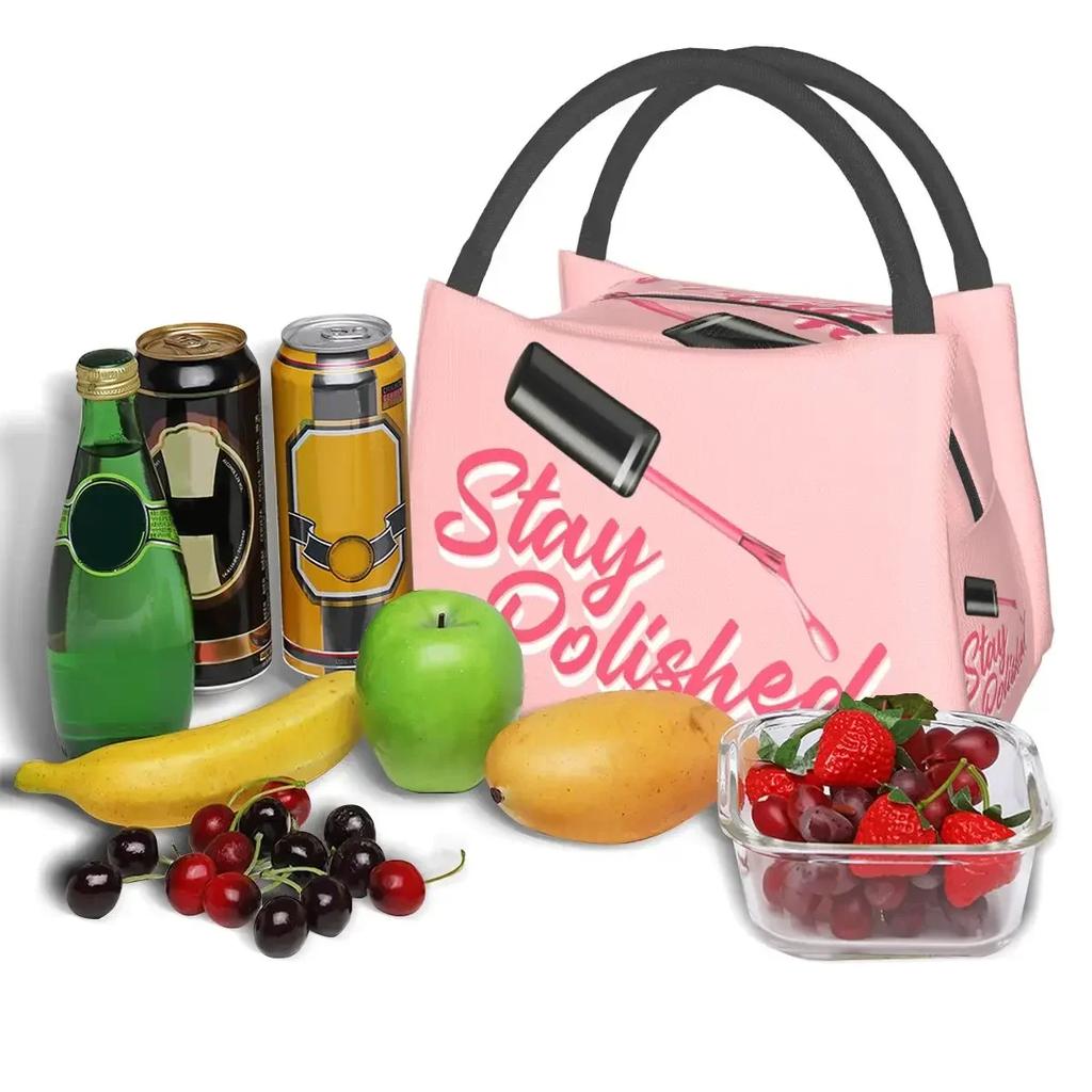 Geschenk für Nagelkünstler Lunchtasche Maniküre Manikürist Thermokühltasche Tragbar Picknick Nägel Nagellack Pedikürist Leinwand Lebensmittelbox Tasche