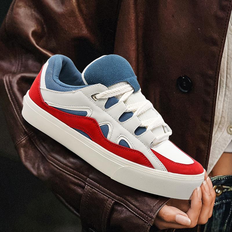 Bread shoes couple model 2025 spring Douyin new vulcanized thick baseplate shoes youth casual versatile men's shoes