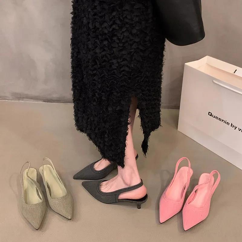 Γυναικεία ψηλοτάκουνα Καλοκαίρι Νέα μόδα Αντλίες με μυτερές μύτες Γυναικείο στιλέτο Slingback Shallow Weddings Νυφικά παπούτσια Zapatos Mujer