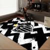 Black And White Stripes With Shield Printed Office Carpet Chair Cushion  Entryway Rug, Rugs for Living Room, Bedroom Christmas gifts