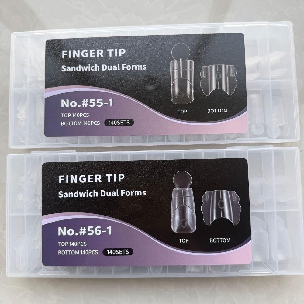 280pcs 14 Sizes Sandwich Dual Nail Forms Reusable Transparent Acrylic Nail Extension Square Oval Double-Layer Manicure Tools