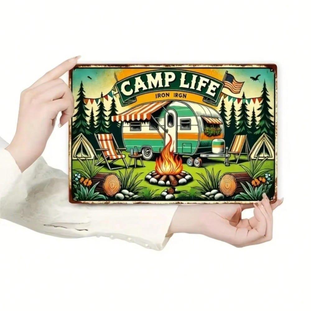 Vintage Retro Camping Nature Wall Art Canvas Print For Cafe Bar Home Decor