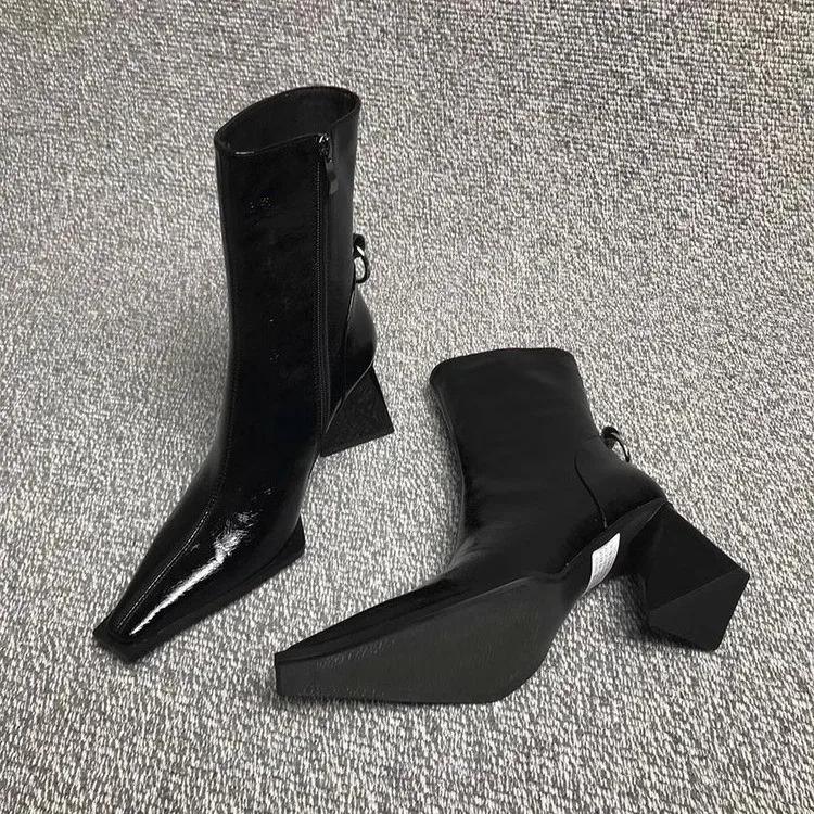 Fashion Women's Rubber Boots Winter Footwear Pointe Shoes Zipper Luxury Designer Boots-Women Rain Mid Calf 2024 Pointy Mid-Calf Leather