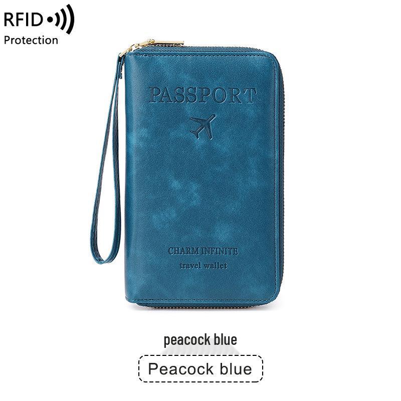 Cross-border RFID Passport Holder & Travel Document Bag with Zipper