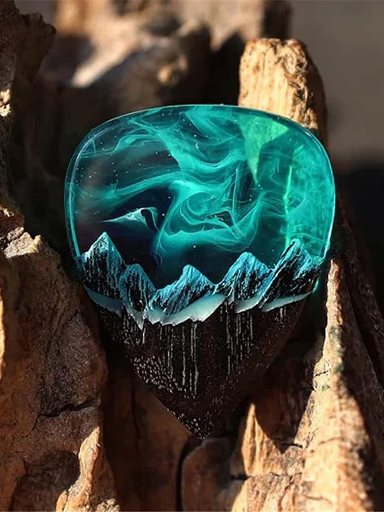 Epoxy Resin Guitar Picks Northern Lights Necklace Electric Guitar Picks Creative Pendant Guitar Pick Plectrums Musician Presents