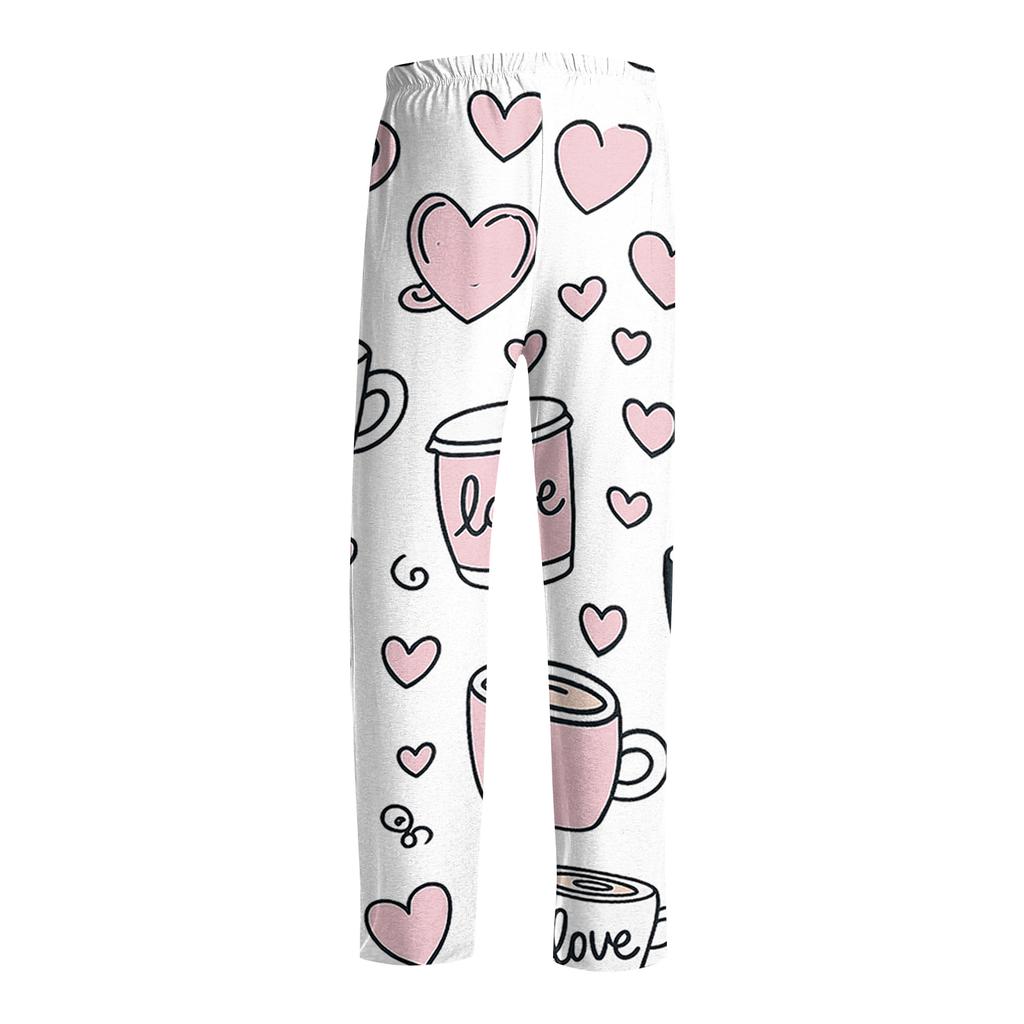 Men's Valentine's Day Printed Drawstring Long Pants Casual Pajamas