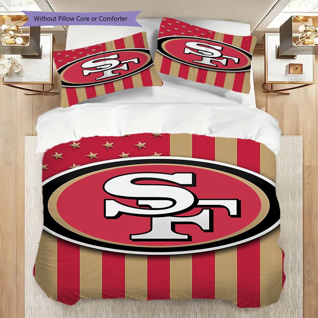 San Francisco 49ers Pattern Bedding Quilt Set Quilt Cover Pillowcase Home Decoration Birthday Gift (1 * duvet cover + 2 * pillowcase, without core)